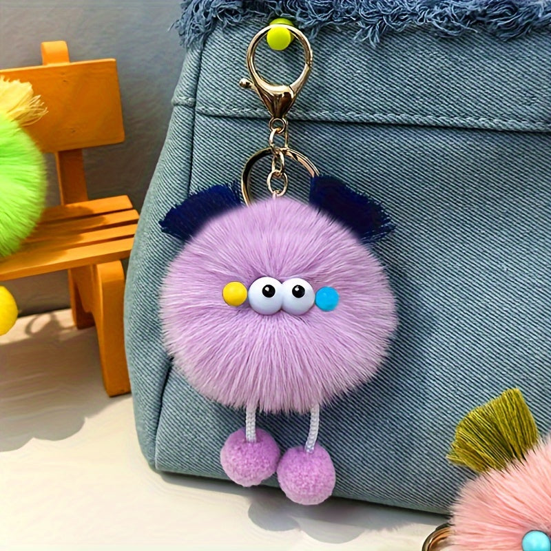 Cute Fluffy Balls Keychain Kawaii Anime Key Chain Ring Hairball Faux Fur Bag Backpack Pendant For Daily Use Women