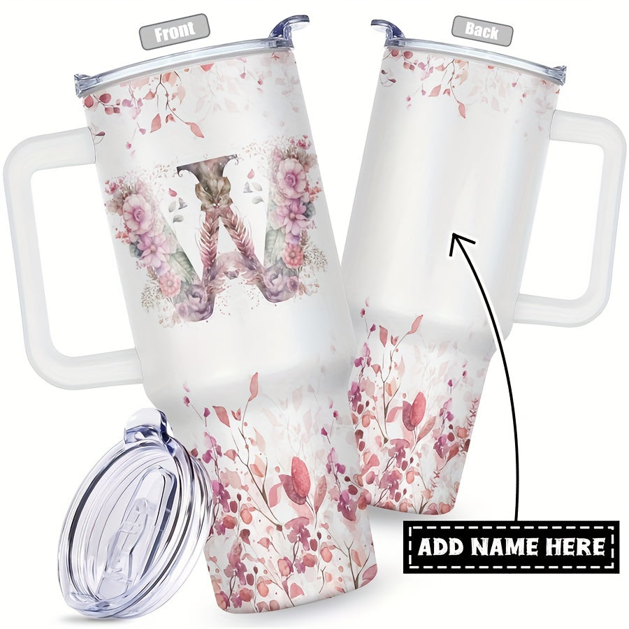 1pc Custom Your Name 40 Oz Stainless Steel Tumbler - Personalized Letter Funny Print Double Wall Vacuum Insulated - For Women, Mom, Sisters, Teacher, Coworker - Perfect Gift for Birthday, Christmas