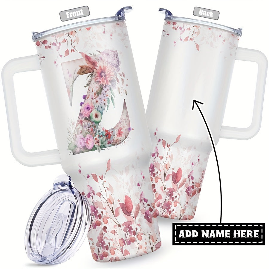 1pc Custom Your Name 40 Oz Stainless Steel Tumbler - Personalized Letter Funny Print Double Wall Vacuum Insulated - For Women, Mom, Sisters, Teacher, Coworker - Perfect Gift for Birthday, Christmas