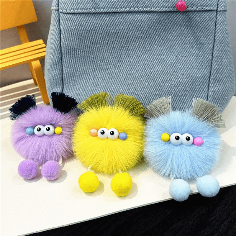 Cute Fluffy Balls Keychain Kawaii Anime Key Chain Ring Hairball Faux Fur Bag Backpack Pendant For Daily Use Women