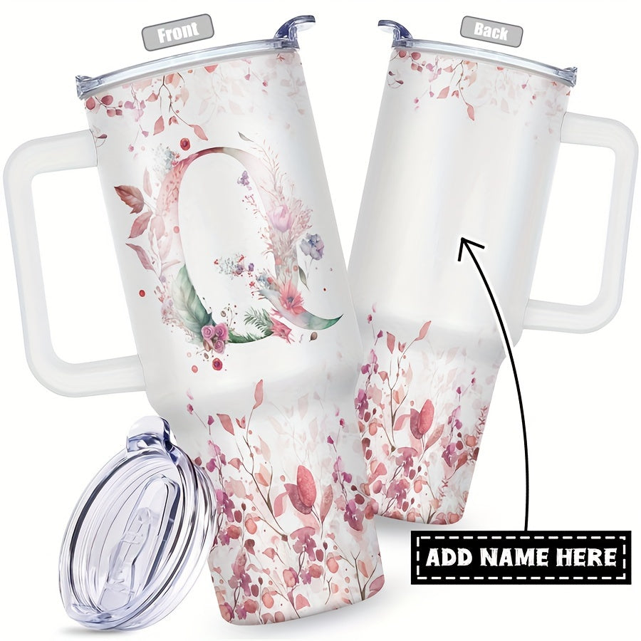 1pc Custom Your Name 40 Oz Stainless Steel Tumbler - Personalized Letter Funny Print Double Wall Vacuum Insulated - For Women, Mom, Sisters, Teacher, Coworker - Perfect Gift for Birthday, Christmas