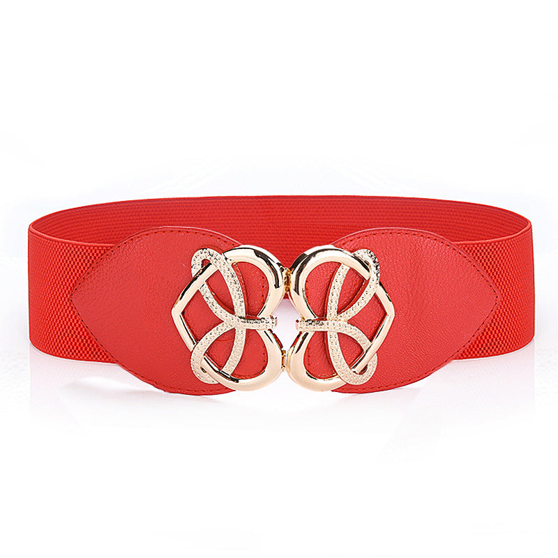 Women Stretchable Elastic Waist Belt With Heart Buckle Belt For Fashion Accessories, Casual, Western Outfits