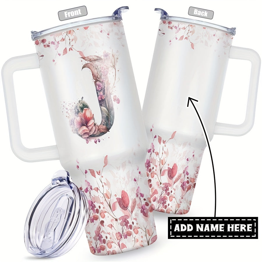 1pc Custom Your Name 40 Oz Stainless Steel Tumbler - Personalized Letter Funny Print Double Wall Vacuum Insulated - For Women, Mom, Sisters, Teacher, Coworker - Perfect Gift for Birthday, Christmas