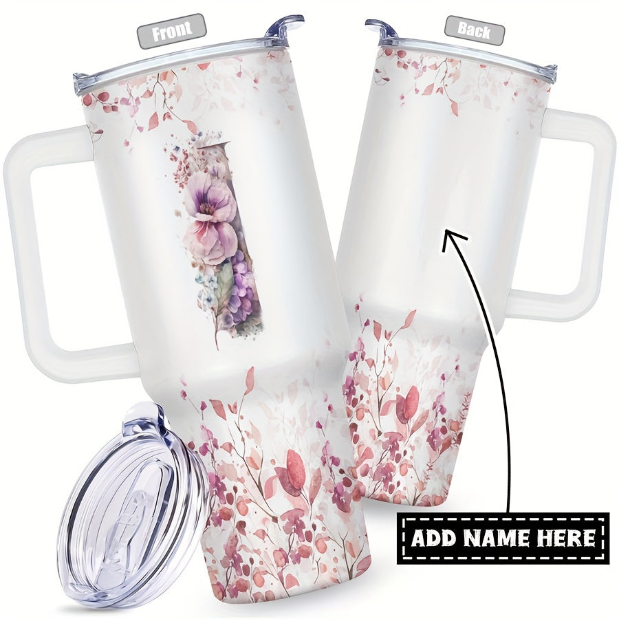 1pc Custom Your Name 40 Oz Stainless Steel Tumbler - Personalized Letter Funny Print Double Wall Vacuum Insulated - For Women, Mom, Sisters, Teacher, Coworker - Perfect Gift for Birthday, Christmas