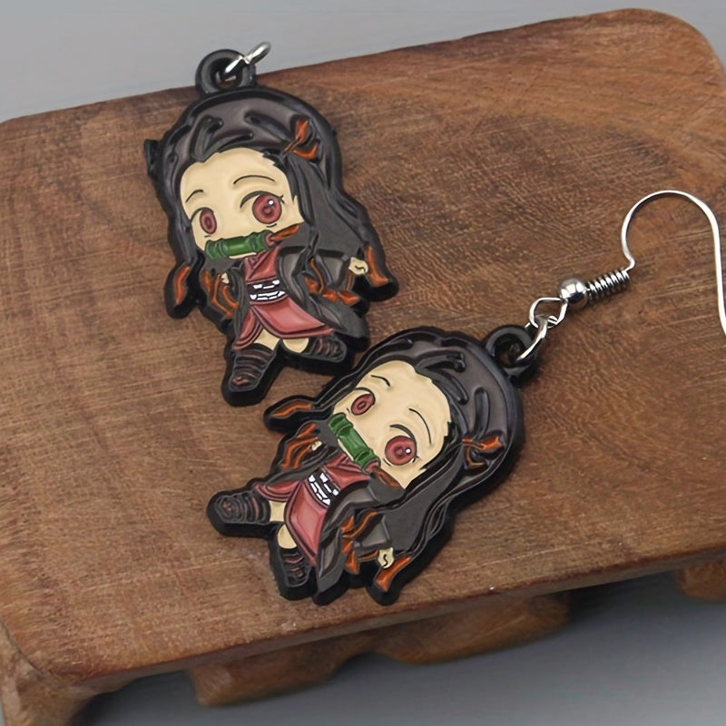 Pairs of Small, Three-Dimensional Anime Girl Character Alloy Earrings - Intricately Designed, Vibrant Accessories for Anime Fans - Hot Items, Collectible, and Unique Gift Ideas