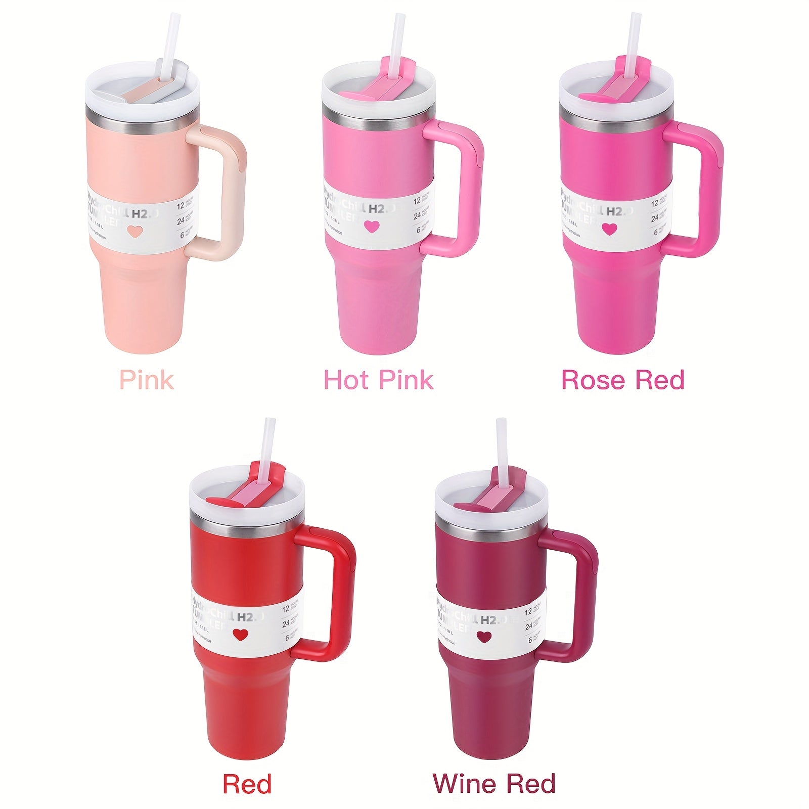 1-Pack emode Valentine's Limited Edition Tumbler - 40oz Double-Wall Insulated Cup with Spill-Proof Lid & Straw Slot, Vacuum Insulated Travel Mug for Hot/Cold Drinks, Elegant Red (304 Stainless Steel) - Valentine's/Mother's Da