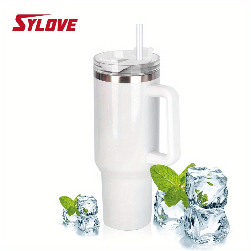 1pc Sylove Gradient Master - 40oz Double-Walled Insulated Tumbler with Handle and Straw for Hot and Cold Drinks, Perfect for Travel, Outdoor Activities, and Daily Use, Keeps Drinks at Ideal Temperature for Hours