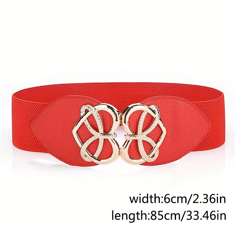 Women Stretchable Elastic Waist Belt With Heart Buckle Belt For Fashion Accessories, Casual, Western Outfits