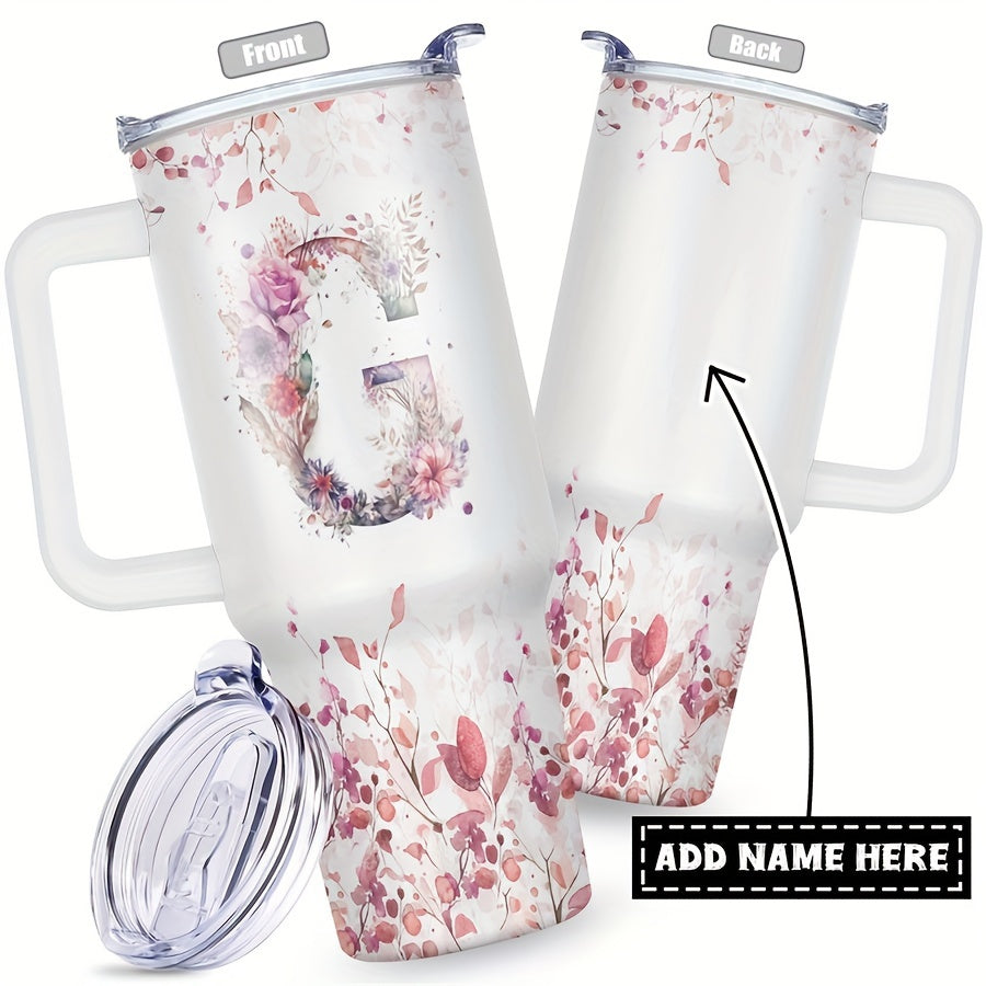 1pc Custom Your Name 40 Oz Stainless Steel Tumbler - Personalized Letter Funny Print Double Wall Vacuum Insulated - For Women, Mom, Sisters, Teacher, Coworker - Perfect Gift for Birthday, Christmas