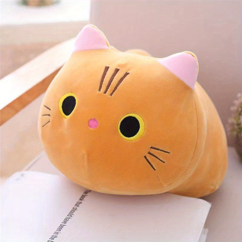 9.84inch Mushroom Bear Cartoon Cat Plush Toy, Soft Stuffed Kitten in White, Black, Orange, Gray - Cute Gift for Boys and Girls