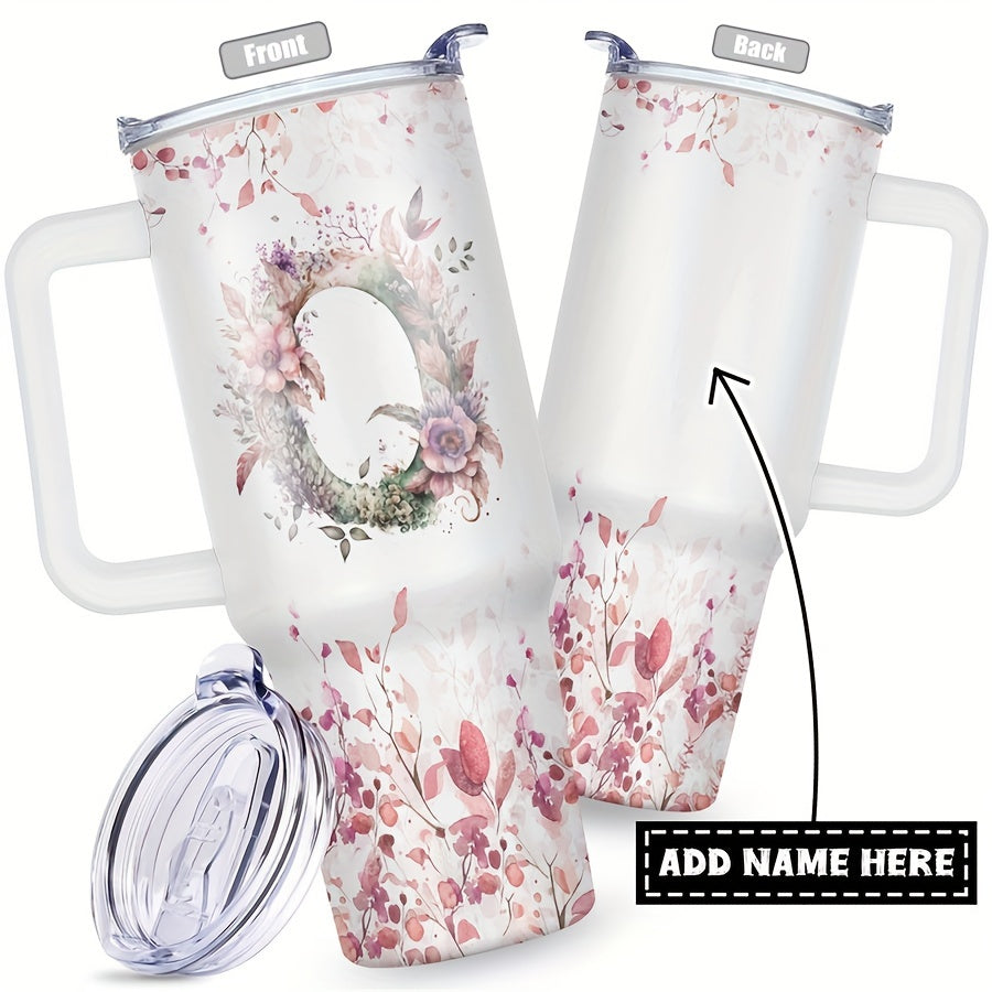 1pc Custom Your Name 40 Oz Stainless Steel Tumbler - Personalized Letter Funny Print Double Wall Vacuum Insulated - For Women, Mom, Sisters, Teacher, Coworker - Perfect Gift for Birthday, Christmas