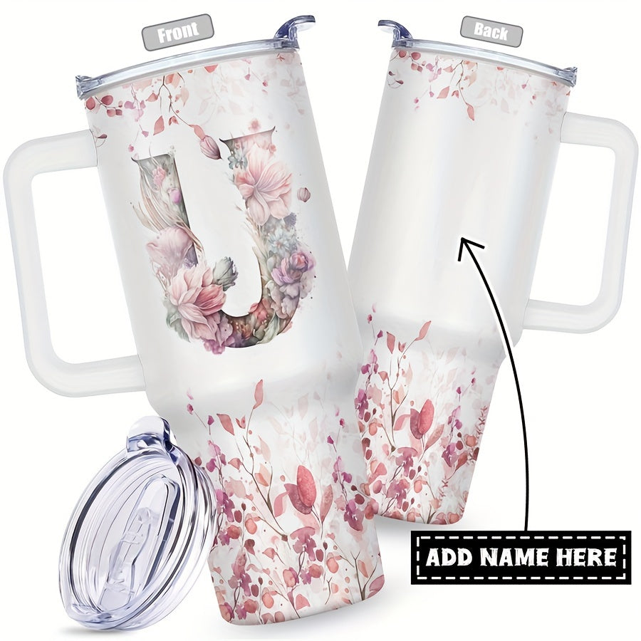 1pc Custom Your Name 40 Oz Stainless Steel Tumbler - Personalized Letter Funny Print Double Wall Vacuum Insulated - For Women, Mom, Sisters, Teacher, Coworker - Perfect Gift for Birthday, Christmas