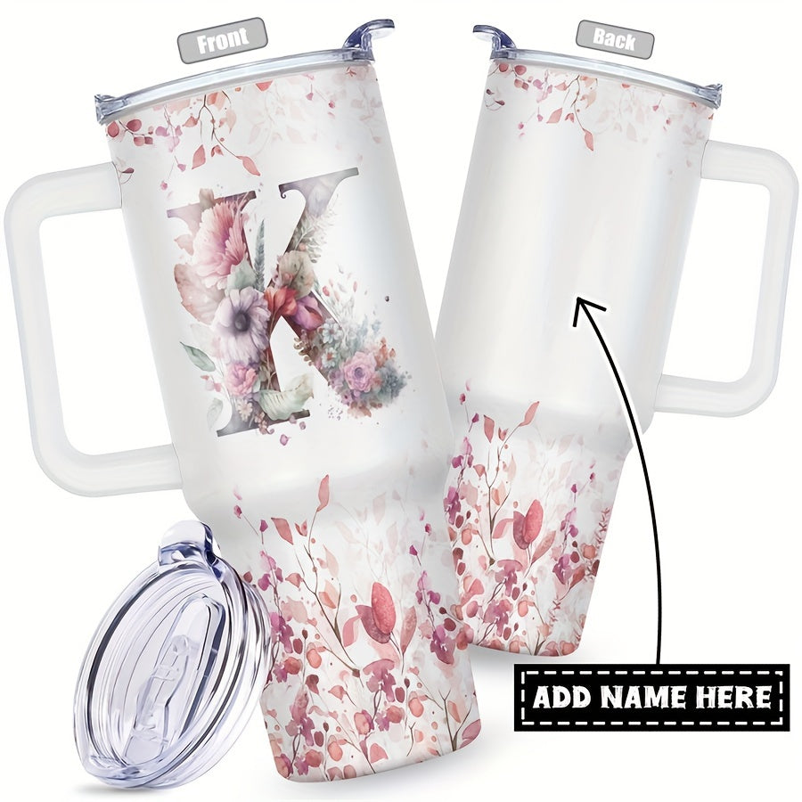 1pc Custom Your Name 40 Oz Stainless Steel Tumbler - Personalized Letter Funny Print Double Wall Vacuum Insulated - For Women, Mom, Sisters, Teacher, Coworker - Perfect Gift for Birthday, Christmas