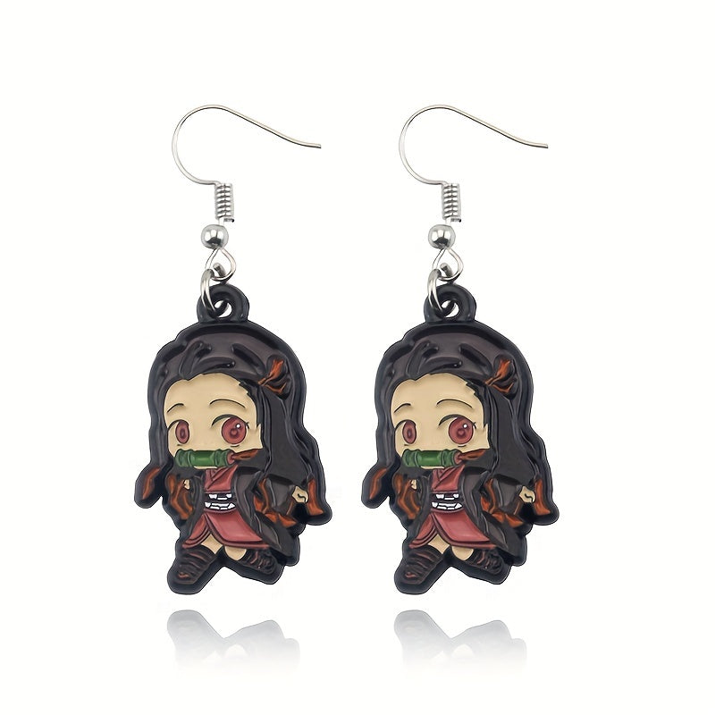 Pairs of Small, Three-Dimensional Anime Girl Character Alloy Earrings - Intricately Designed, Vibrant Accessories for Anime Fans - Hot Items, Collectible, and Unique Gift Ideas