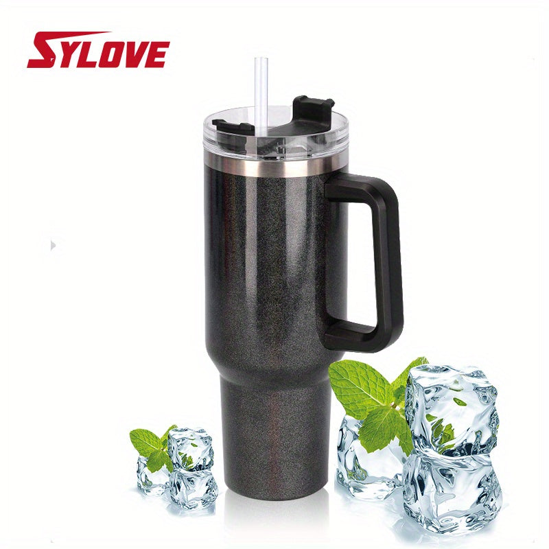 1pc Sylove Gradient Master - 40oz Double-Walled Insulated Tumbler with Handle and Straw for Hot and Cold Drinks, Perfect for Travel, Outdoor Activities, and Daily Use, Keeps Drinks at Ideal Temperature for Hours
