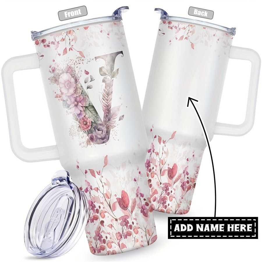 1pc Custom Your Name 40 Oz Stainless Steel Tumbler - Personalized Letter Funny Print Double Wall Vacuum Insulated - For Women, Mom, Sisters, Teacher, Coworker - Perfect Gift for Birthday, Christmas