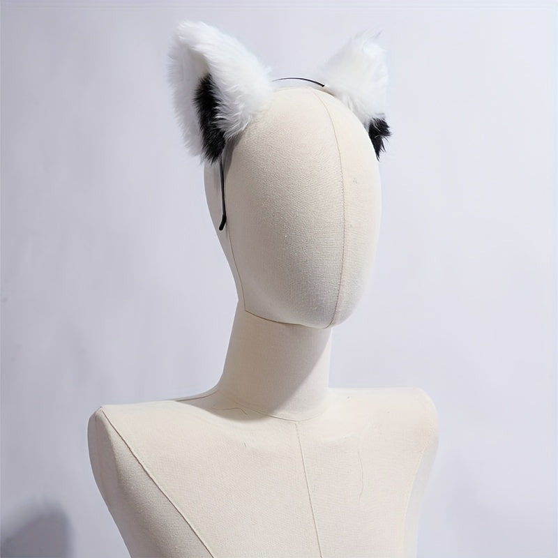 Single Faux Wool Cute Car Ears Headband - Soft, Fluffy, Color Matching, Sweet Style Dress Up Hair Accessories for Women and Female Cosplay, Anime Photo Props