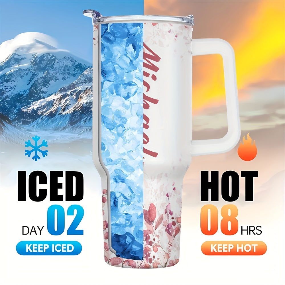 1pc Custom Your Name 40 Oz Stainless Steel Tumbler - Personalized Letter Funny Print Double Wall Vacuum Insulated - For Women, Mom, Sisters, Teacher, Coworker - Perfect Gift for Birthday, Christmas