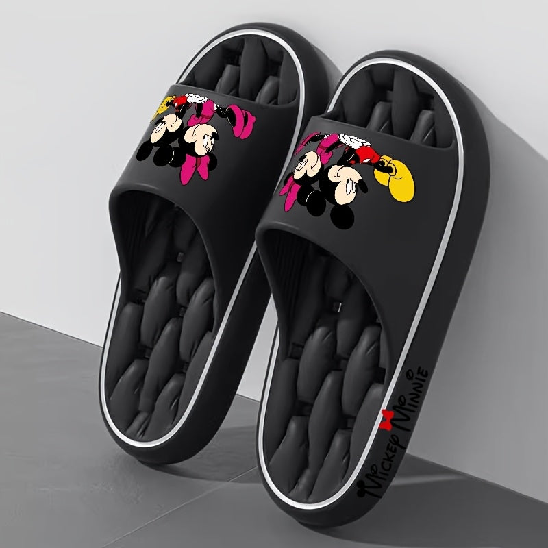 Mickey & Minnie Women'S Soft EVA Slippers - Comfortable, Non-Slip, Open-Toe Design for Home & Bathroom, All-Season Slip-On Shoes with Cartoon Patterns, Home Slippers | Playful Design | Soft EVA Material, House Slipper