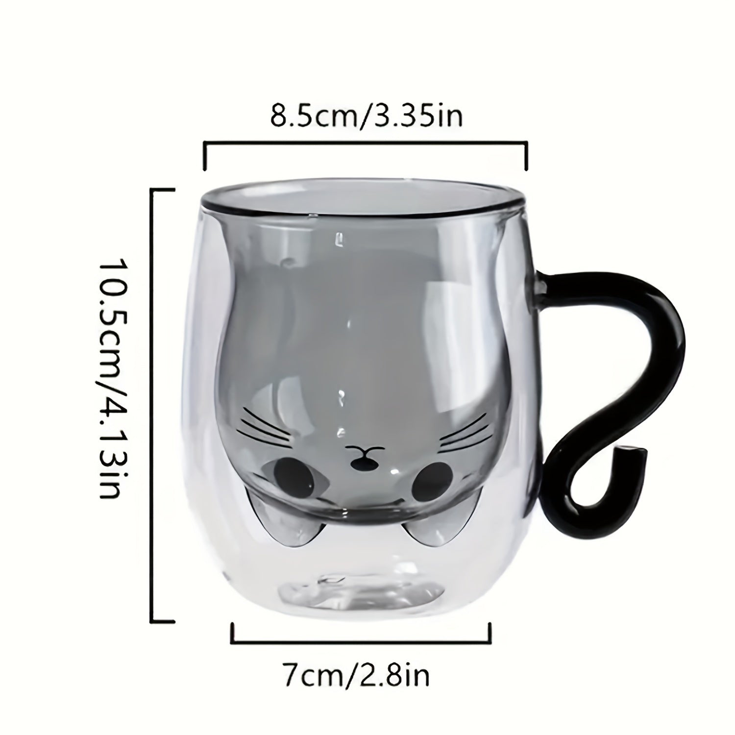 1pc Cute Kawaii Cat Coffee Mug with Double-Wall Insulated Glass Cup, Japanese-Style Brown & White Cat Face Design, Reusable Thermal Cup for Hot/Cold Drinks, Lid Compatible, Perfect Birthday/Christmas Gift for Women & Girls, M
