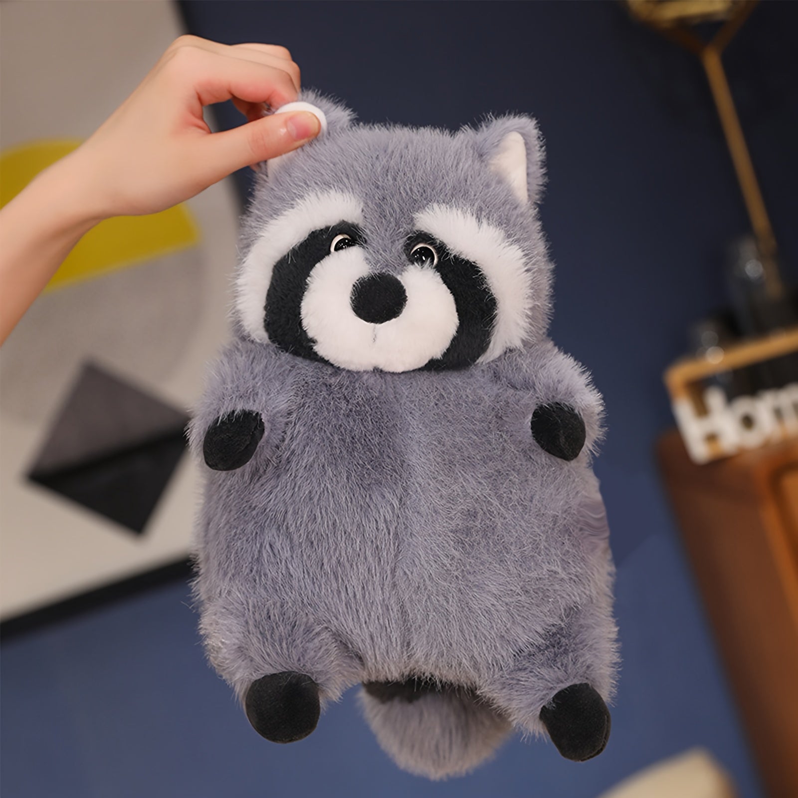Adorable Gray Raccoon Plush Toy - Lifelike Stuffed Animal with Black Accents, Ideal Gift for Youngsters, Perfect for Home Decor & Halloween, Stuffed Plushies