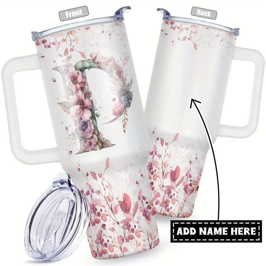 1pc Custom Your Name 40 Oz Stainless Steel Tumbler - Personalized Letter Funny Print Double Wall Vacuum Insulated - For Women, Mom, Sisters, Teacher, Coworker - Perfect Gift for Birthday, Christmas