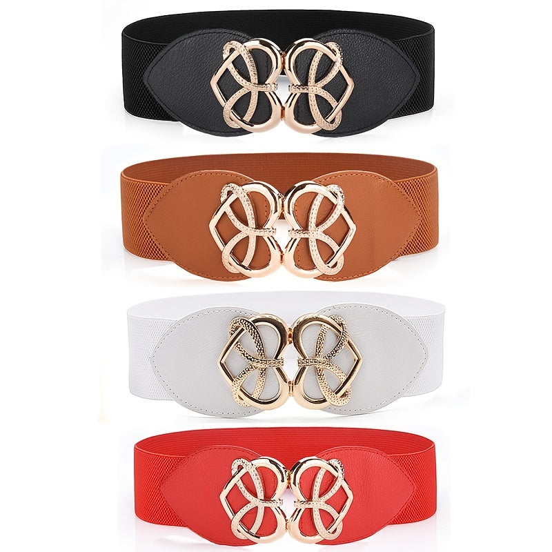 Women Stretchable Elastic Waist Belt With Heart Buckle Belt For Fashion Accessories, Casual, Western Outfits