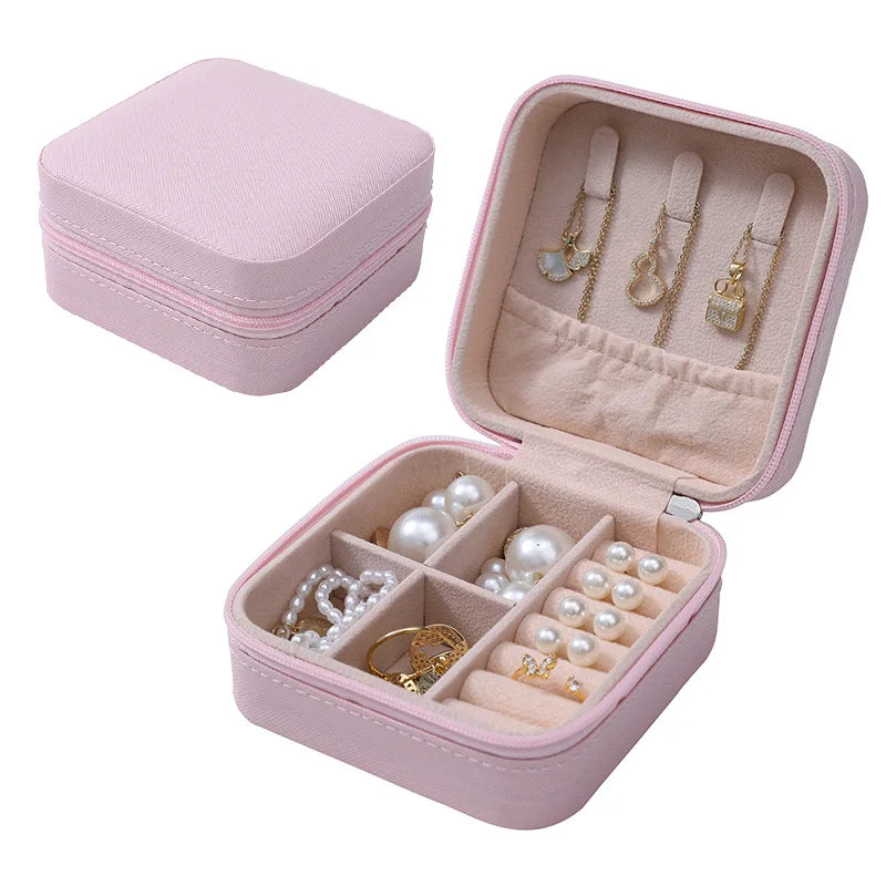 Simple Jewelry Box Wholesale Travel Portable Ring Necklace Earrings Studs Earrings Storage Box Jewelry Organizer