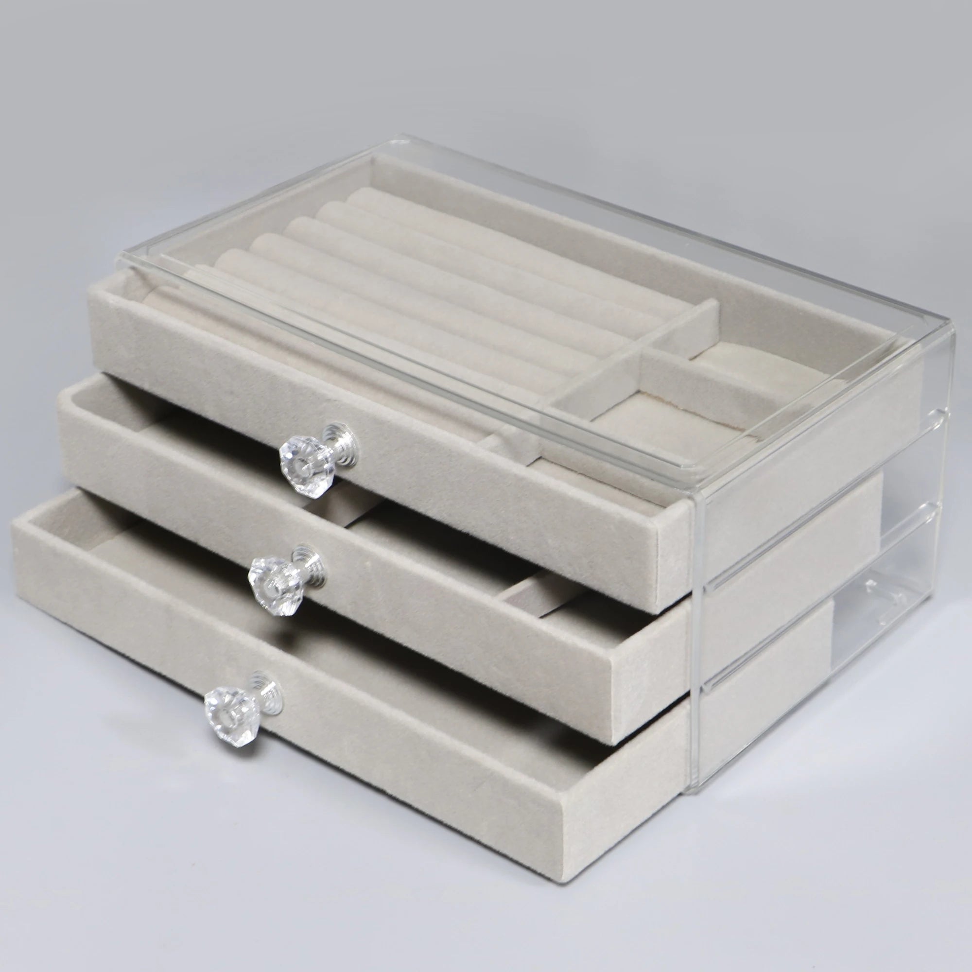 1 High-Capacity 3-Layer Flannel Jewelry Box Drawer – Storage for Earrings, Necklaces & Rings