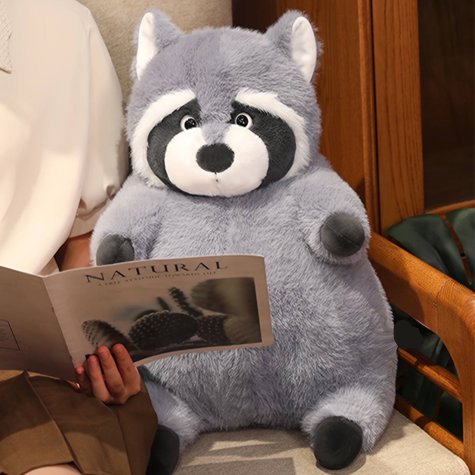 Adorable Gray Raccoon Plush Toy - Lifelike Stuffed Animal with Black Accents, Ideal Gift for Youngsters, Perfect for Home Decor & Halloween, Stuffed Plushies