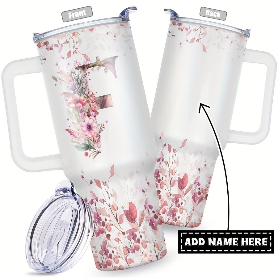 1pc Custom Your Name 40 Oz Stainless Steel Tumbler - Personalized Letter Funny Print Double Wall Vacuum Insulated - For Women, Mom, Sisters, Teacher, Coworker - Perfect Gift for Birthday, Christmas