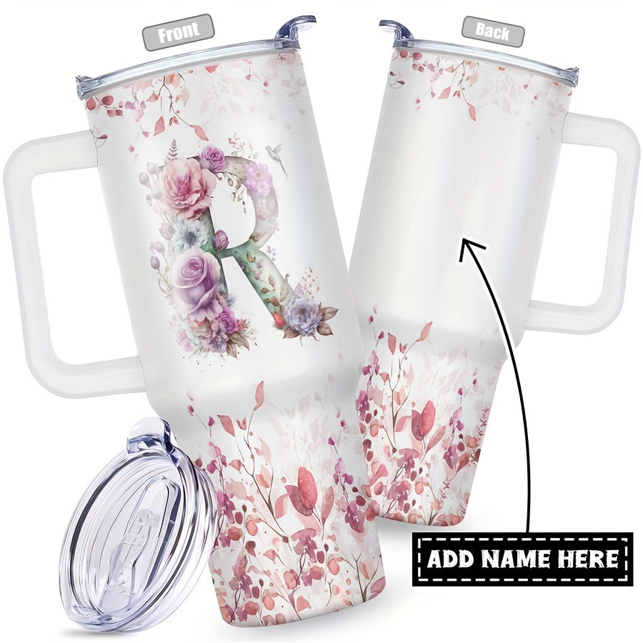 1pc Custom Your Name 40 Oz Stainless Steel Tumbler - Personalized Letter Funny Print Double Wall Vacuum Insulated - For Women, Mom, Sisters, Teacher, Coworker - Perfect Gift for Birthday, Christmas