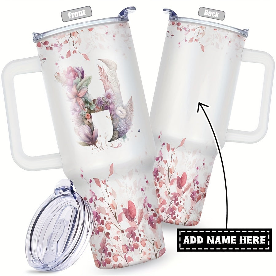 1pc Custom Your Name 40 Oz Stainless Steel Tumbler - Personalized Letter Funny Print Double Wall Vacuum Insulated - For Women, Mom, Sisters, Teacher, Coworker - Perfect Gift for Birthday, Christmas