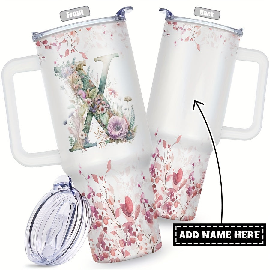 1pc Custom Your Name 40 Oz Stainless Steel Tumbler - Personalized Letter Funny Print Double Wall Vacuum Insulated - For Women, Mom, Sisters, Teacher, Coworker - Perfect Gift for Birthday, Christmas