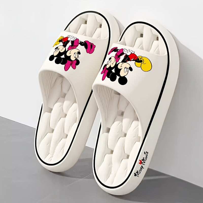 Mickey & Minnie Women'S Soft EVA Slippers - Comfortable, Non-Slip, Open-Toe Design for Home & Bathroom, All-Season Slip-On Shoes with Cartoon Patterns, Home Slippers | Playful Design | Soft EVA Material, House Slipper
