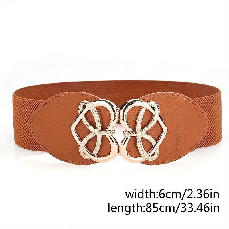 Women Stretchable Elastic Waist Belt With Heart Buckle Belt For Fashion Accessories, Casual, Western Outfits