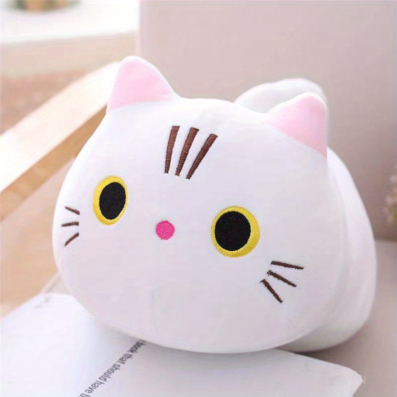 9.84inch Mushroom Bear Cartoon Cat Plush Toy, Soft Stuffed Kitten in White, Black, Orange, Gray - Cute Gift for Boys and Girls