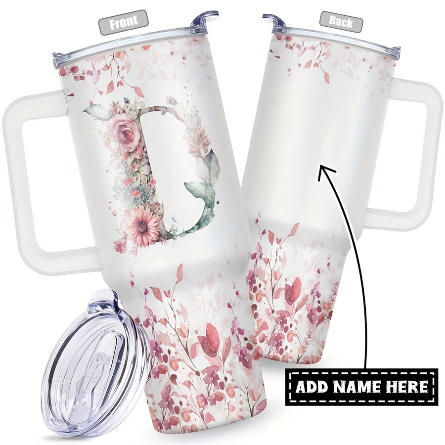 1pc Custom Your Name 40 Oz Stainless Steel Tumbler - Personalized Letter Funny Print Double Wall Vacuum Insulated - For Women, Mom, Sisters, Teacher, Coworker - Perfect Gift for Birthday, Christmas