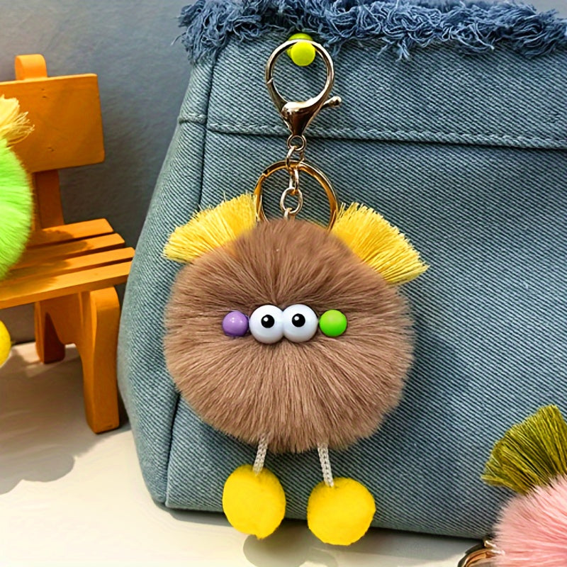 Cute Fluffy Balls Keychain Kawaii Anime Key Chain Ring Hairball Faux Fur Bag Backpack Pendant For Daily Use Women