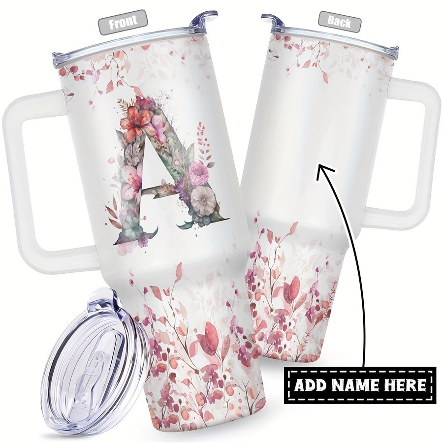 1pc Custom Your Name 40 Oz Stainless Steel Tumbler - Personalized Letter Funny Print Double Wall Vacuum Insulated - For Women, Mom, Sisters, Teacher, Coworker - Perfect Gift for Birthday, Christmas