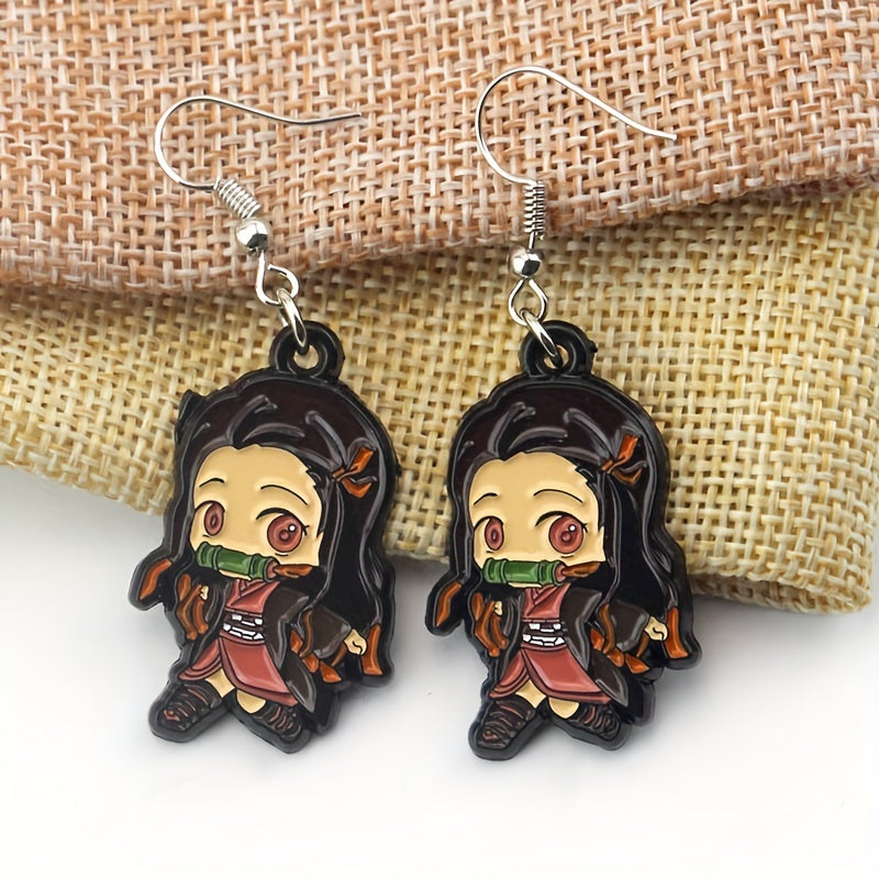Pairs of Small, Three-Dimensional Anime Girl Character Alloy Earrings - Intricately Designed, Vibrant Accessories for Anime Fans - Hot Items, Collectible, and Unique Gift Ideas