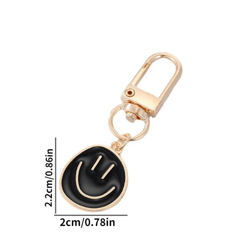 Alloy Enamel Painted Happy Face Keychain Golden Irregular Expression Key Ring Bag Pendant Accessories