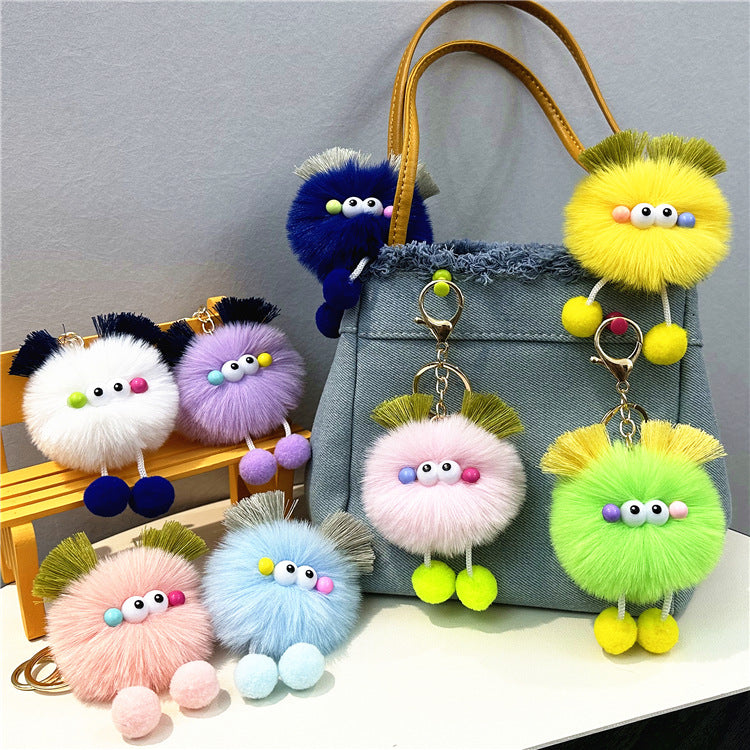 Cute Fluffy Balls Keychain Kawaii Anime Key Chain Ring Hairball Faux Fur Bag Backpack Pendant For Daily Use Women