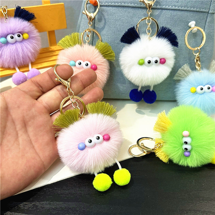 Cute Fluffy Balls Keychain Kawaii Anime Key Chain Ring Hairball Faux Fur Bag Backpack Pendant For Daily Use Women