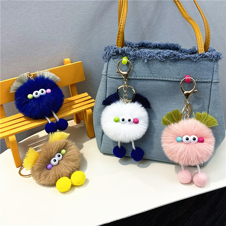 Cute Fluffy Balls Keychain Kawaii Anime Key Chain Ring Hairball Faux Fur Bag Backpack Pendant For Daily Use Women