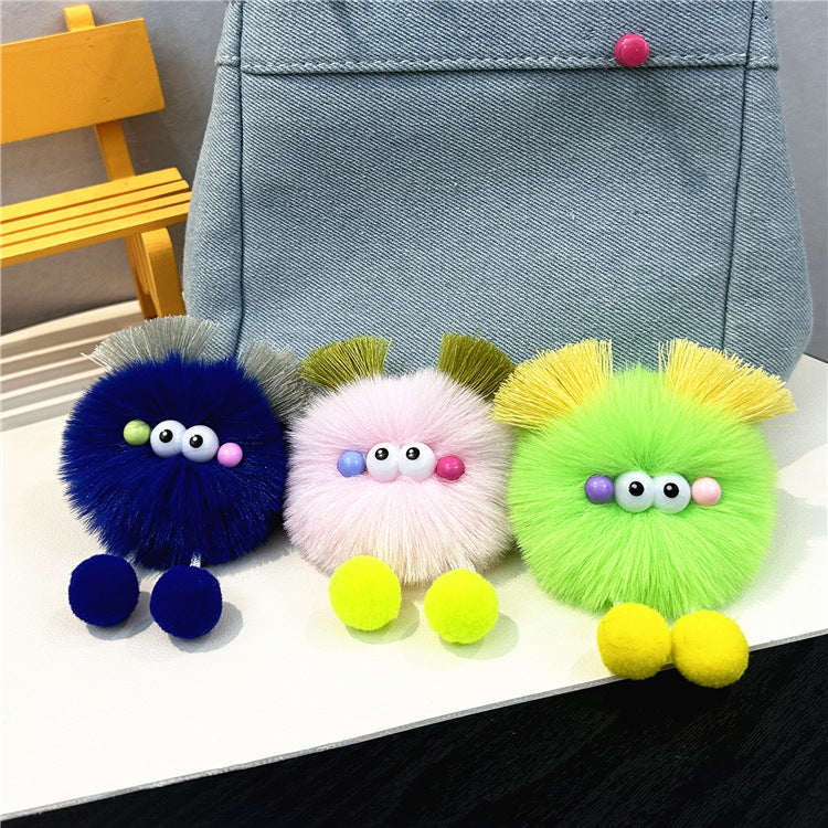 Cute Fluffy Balls Keychain Kawaii Anime Key Chain Ring Hairball Faux Fur Bag Backpack Pendant For Daily Use Women