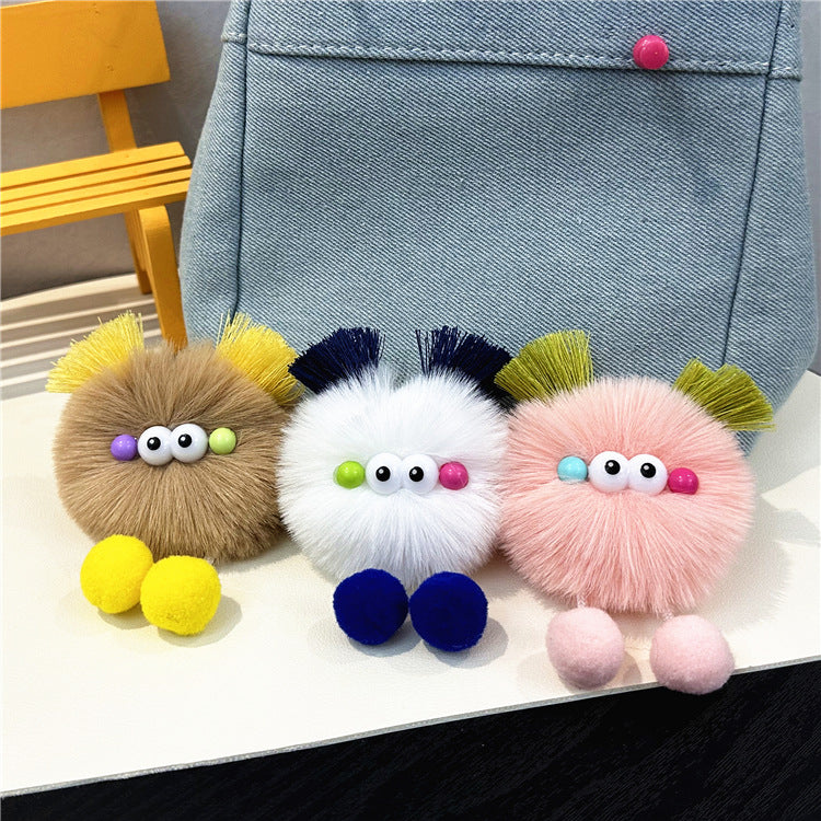 Cute Fluffy Balls Keychain Kawaii Anime Key Chain Ring Hairball Faux Fur Bag Backpack Pendant For Daily Use Women