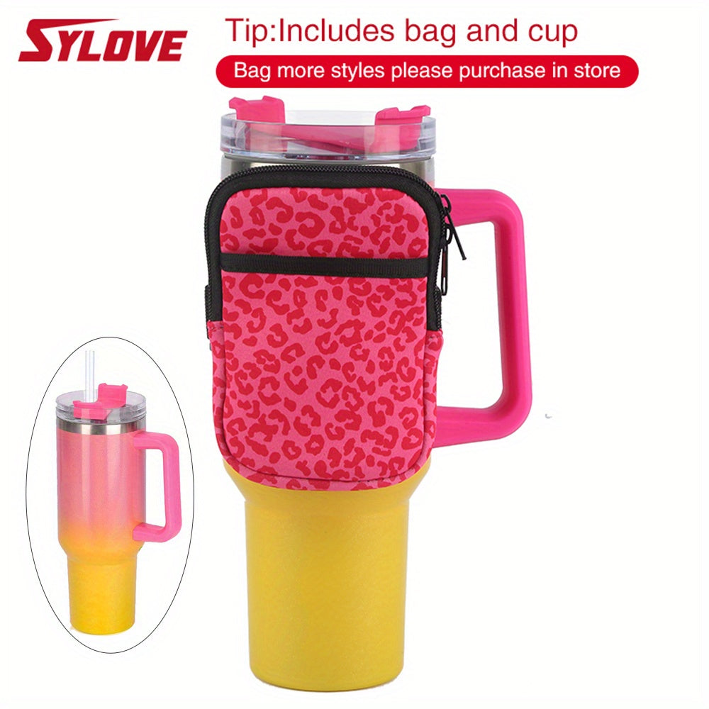 1pc Sylove Gradient Master - 40oz Double-Walled Insulated Tumbler with Handle and Straw for Hot and Cold Drinks, Perfect for Travel, Outdoor Activities, and Daily Use, Keeps Drinks at Ideal Temperature for Hours
