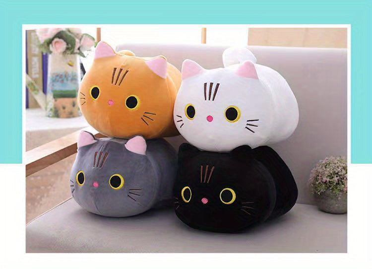 9.84inch Mushroom Bear Cartoon Cat Plush Toy, Soft Stuffed Kitten in White, Black, Orange, Gray - Cute Gift for Boys and Girls