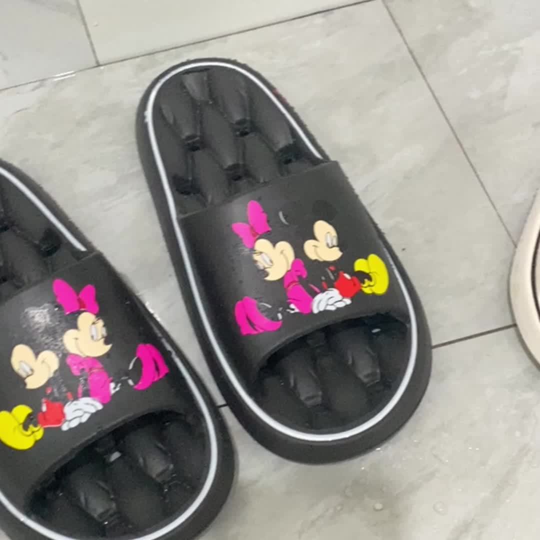 Mickey & Minnie Women'S Soft EVA Slippers - Comfortable, Non-Slip, Open-Toe Design for Home & Bathroom, All-Season Slip-On Shoes with Cartoon Patterns, Home Slippers | Playful Design | Soft EVA Material, House Slipper